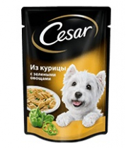 Влажный корм для собак Цезарь Курица с зелеными овощами, 85 г фото